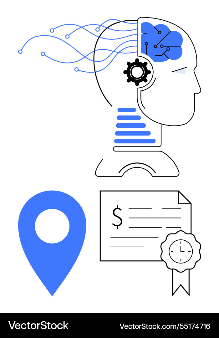 Human head with brain location pointer Human head with brain location pointer vector image