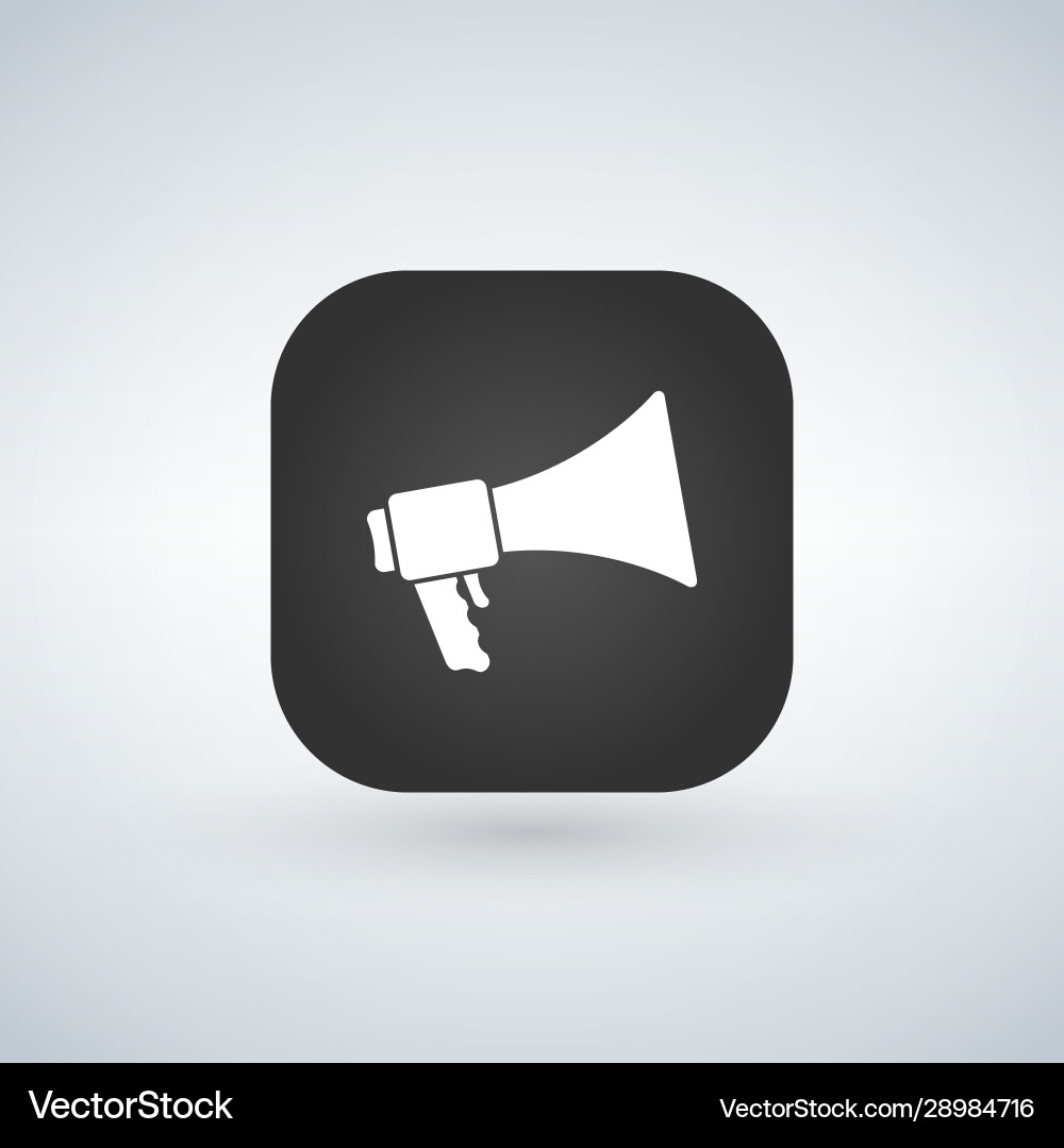 Loudspeaker icon black app button with shadow vector image