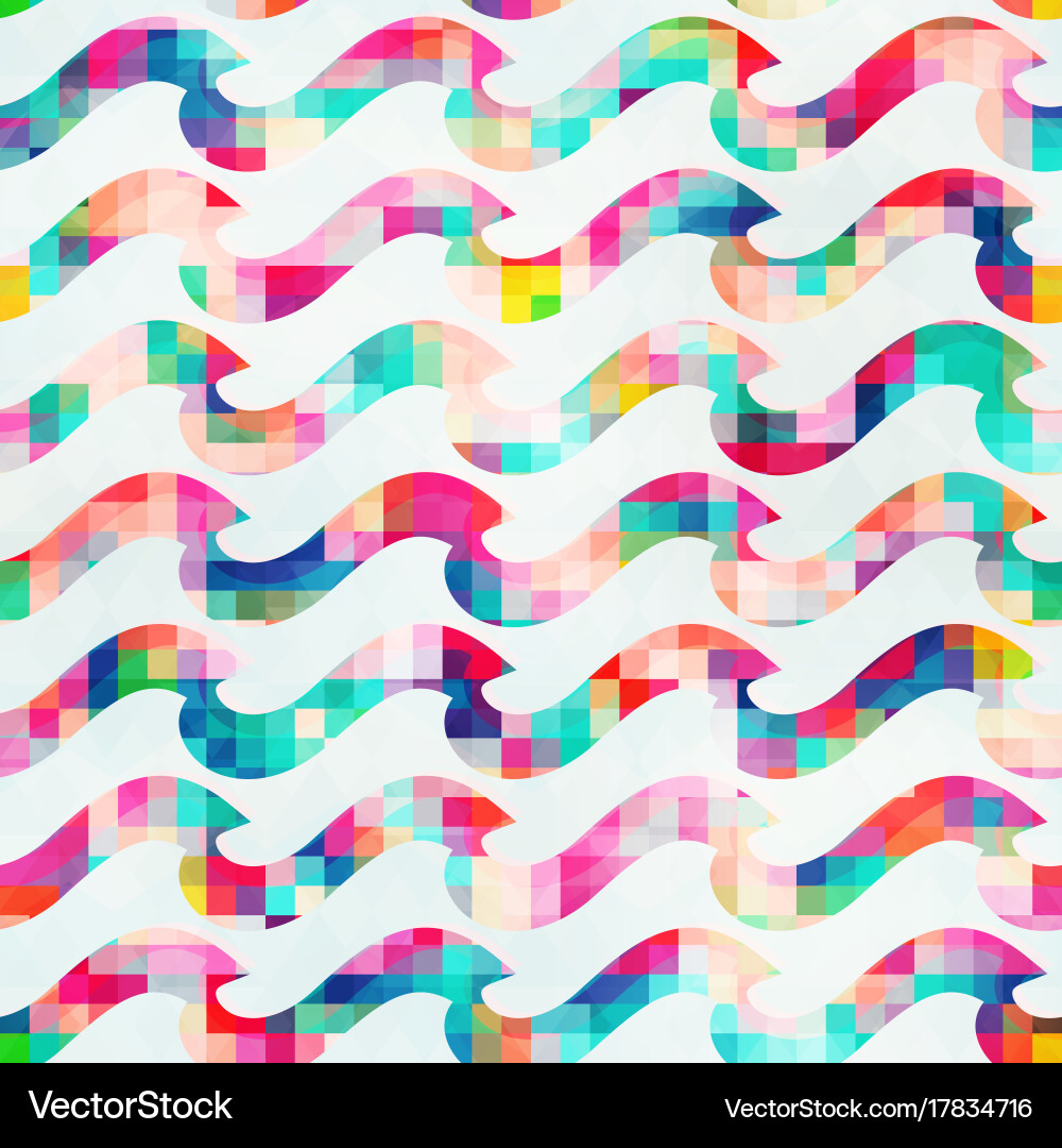 Pixel wave seamless pattern Vector Image