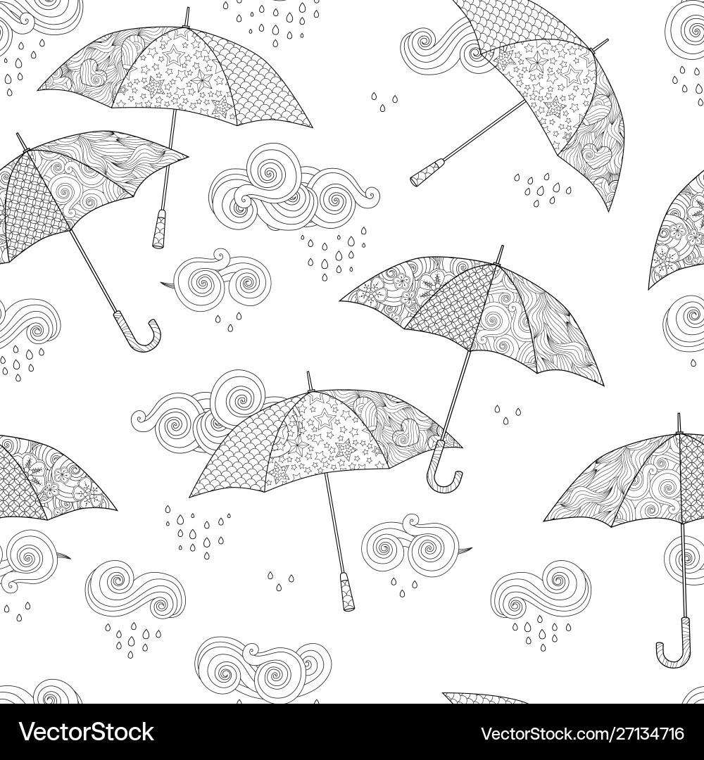 Seamless pattern with umbrella in entangle Seamless pattern with umbrella in entangle vector image