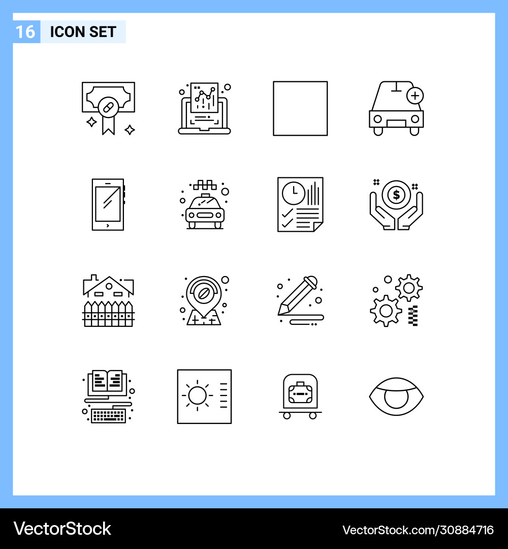 Set 16 outlines on grid for android smart Vector Image