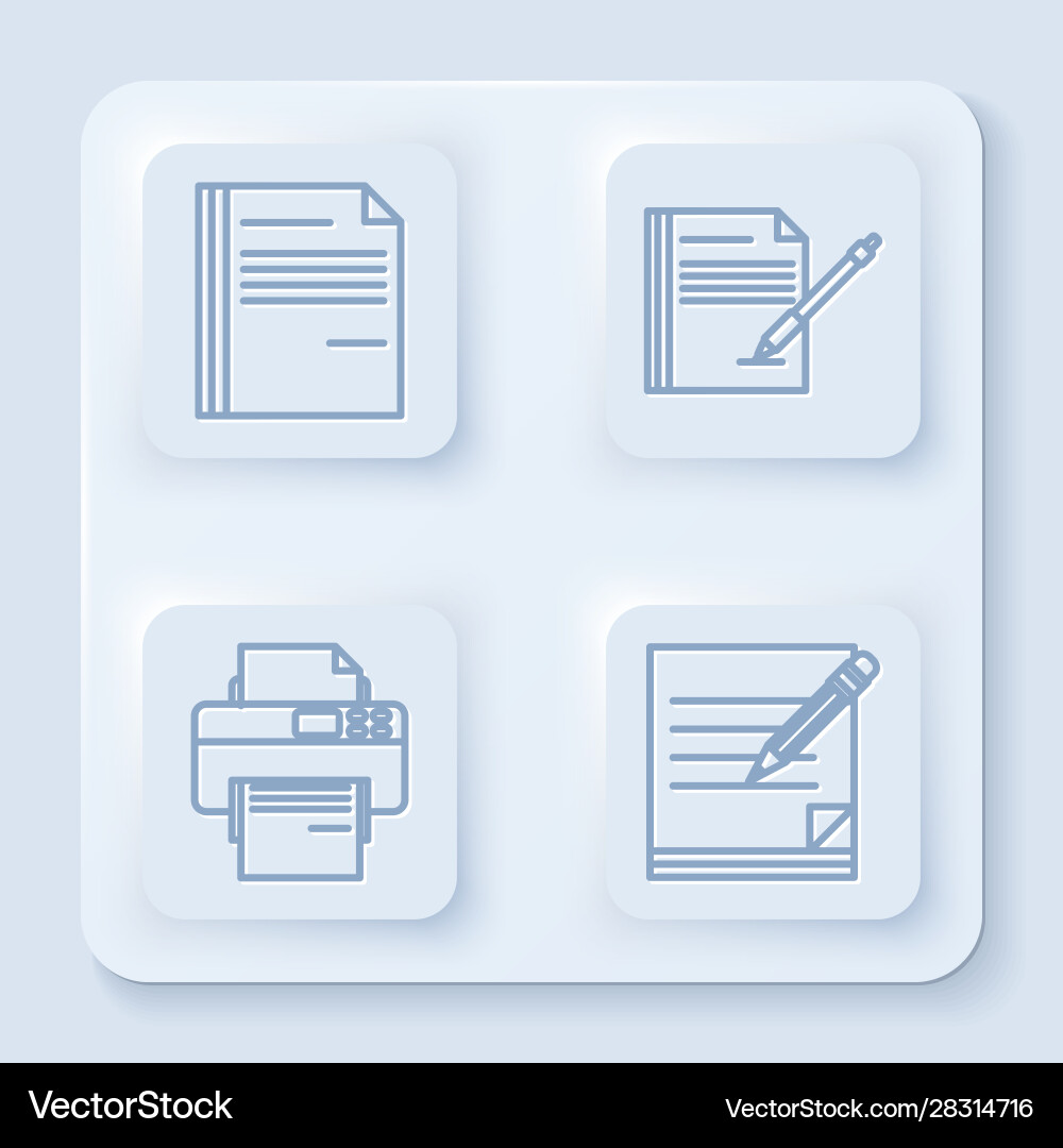 Set line file document blank notebook and pen Set line file document blank notebook and pen vector image