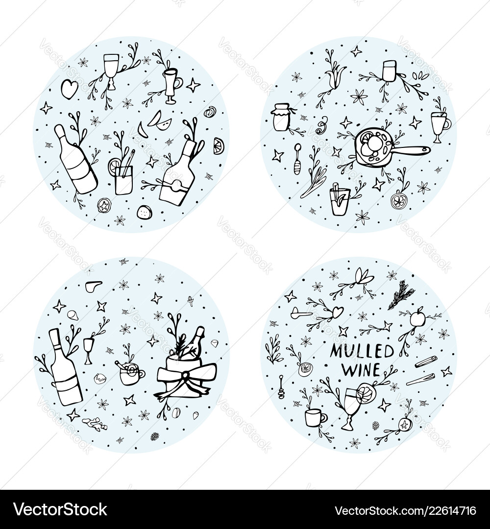 Set of mulled wine elements and objects Vector Image