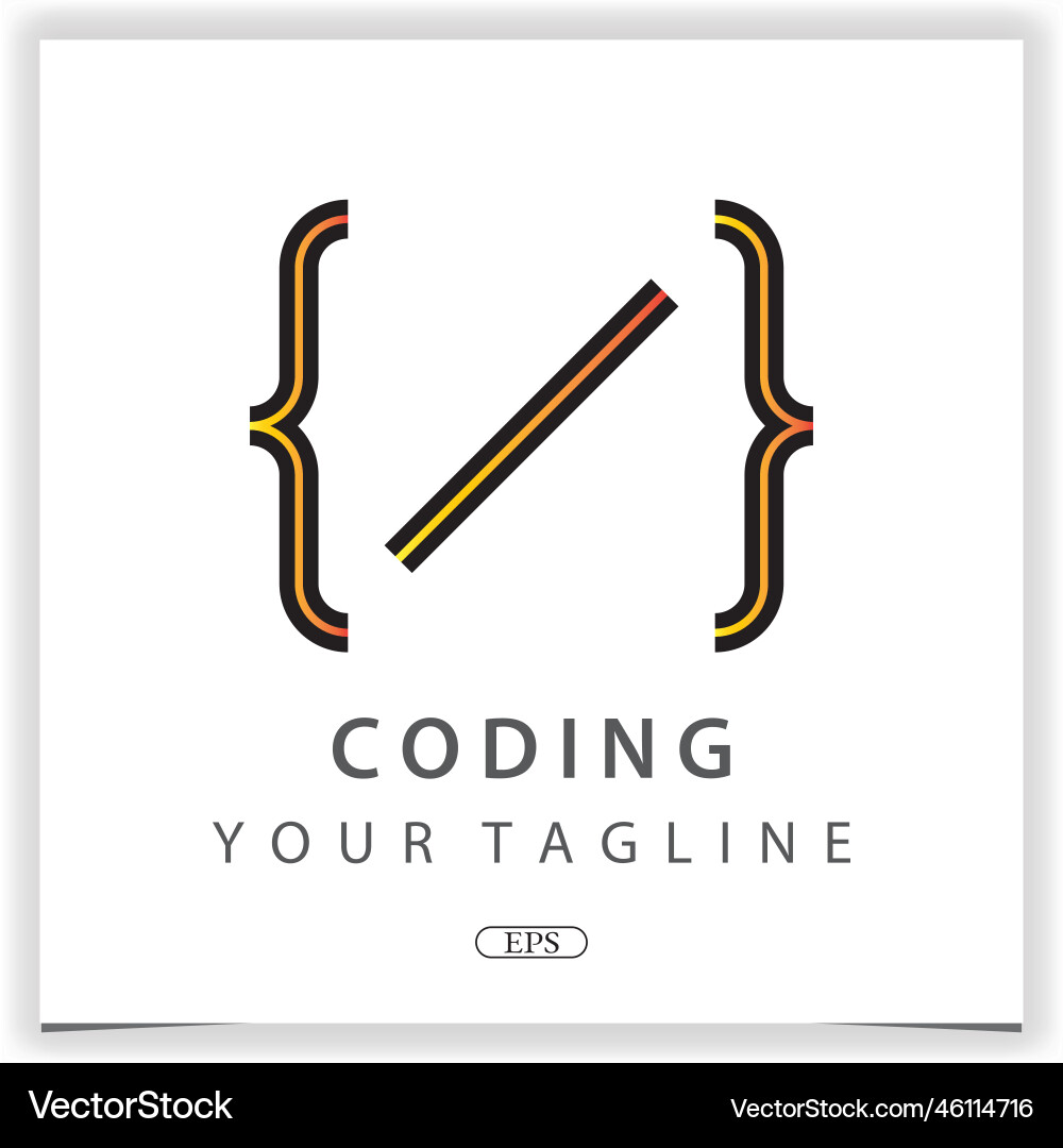 Simple coding or programmer logo premium elegant vector image