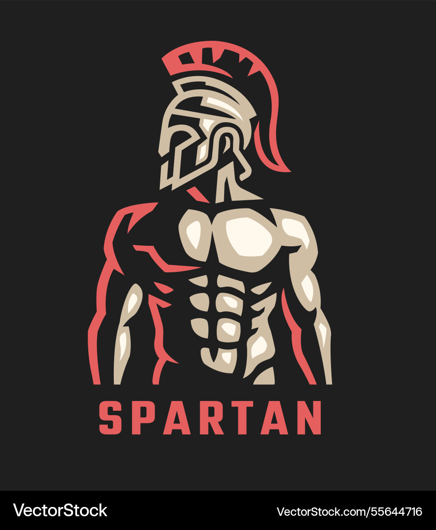 Spartan warrior in a helmet on dark background Spartan warrior in a helmet on dark background Vector Image