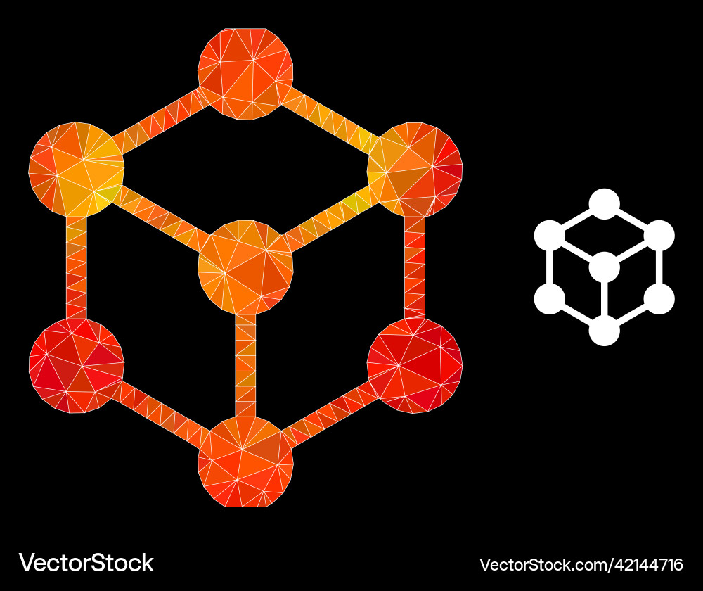 Triangle filled cube nodes icon with orange Vector Image