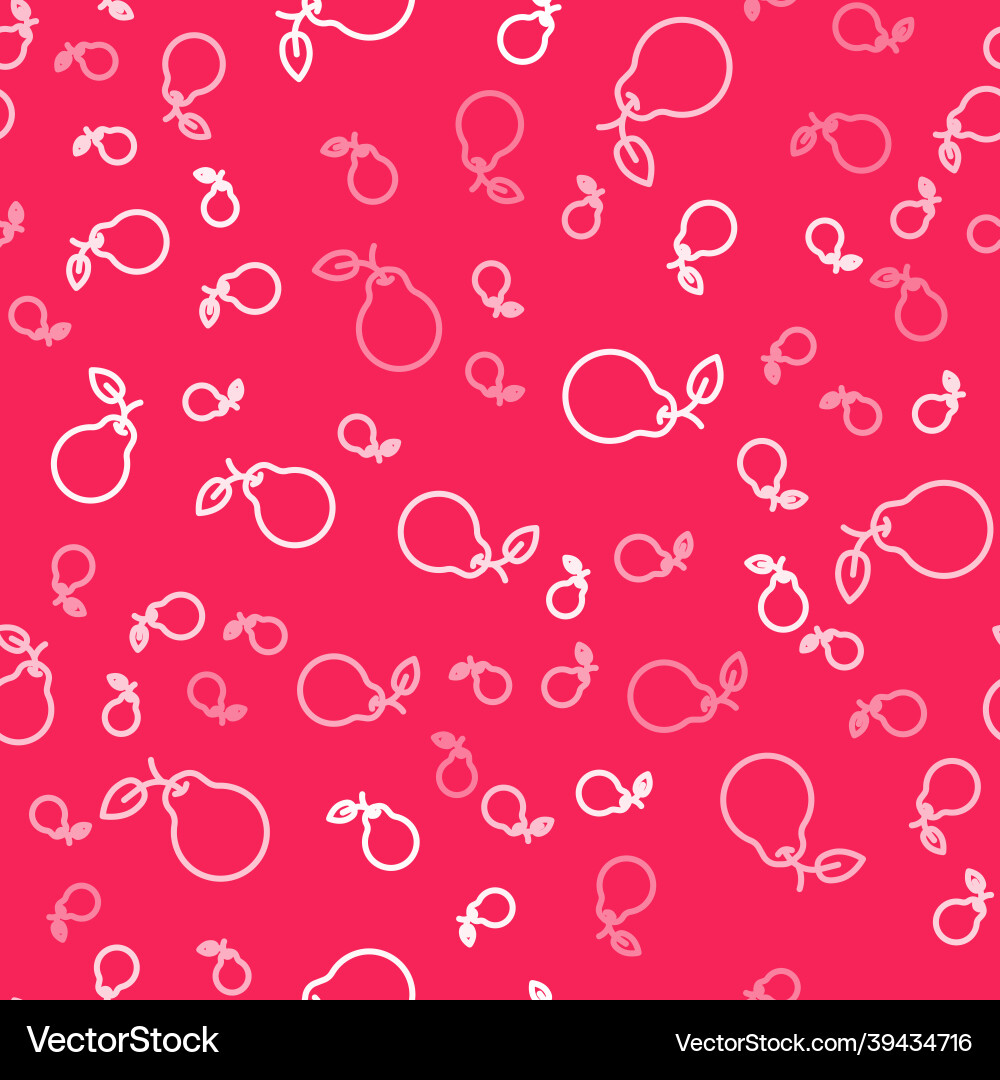 White line pear icon isolated seamless pattern White line pear icon isolated seamless pattern Vector Image