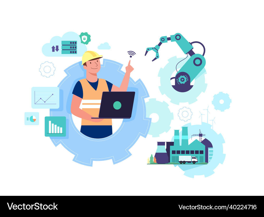 Working people with clever device for workflow Working people with clever device for workflow vector image