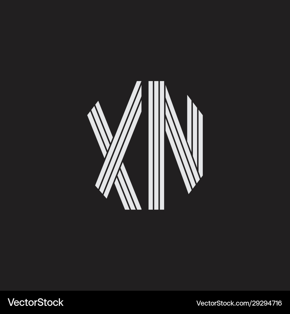 Xn logo monogram with outline style linked Vector Image