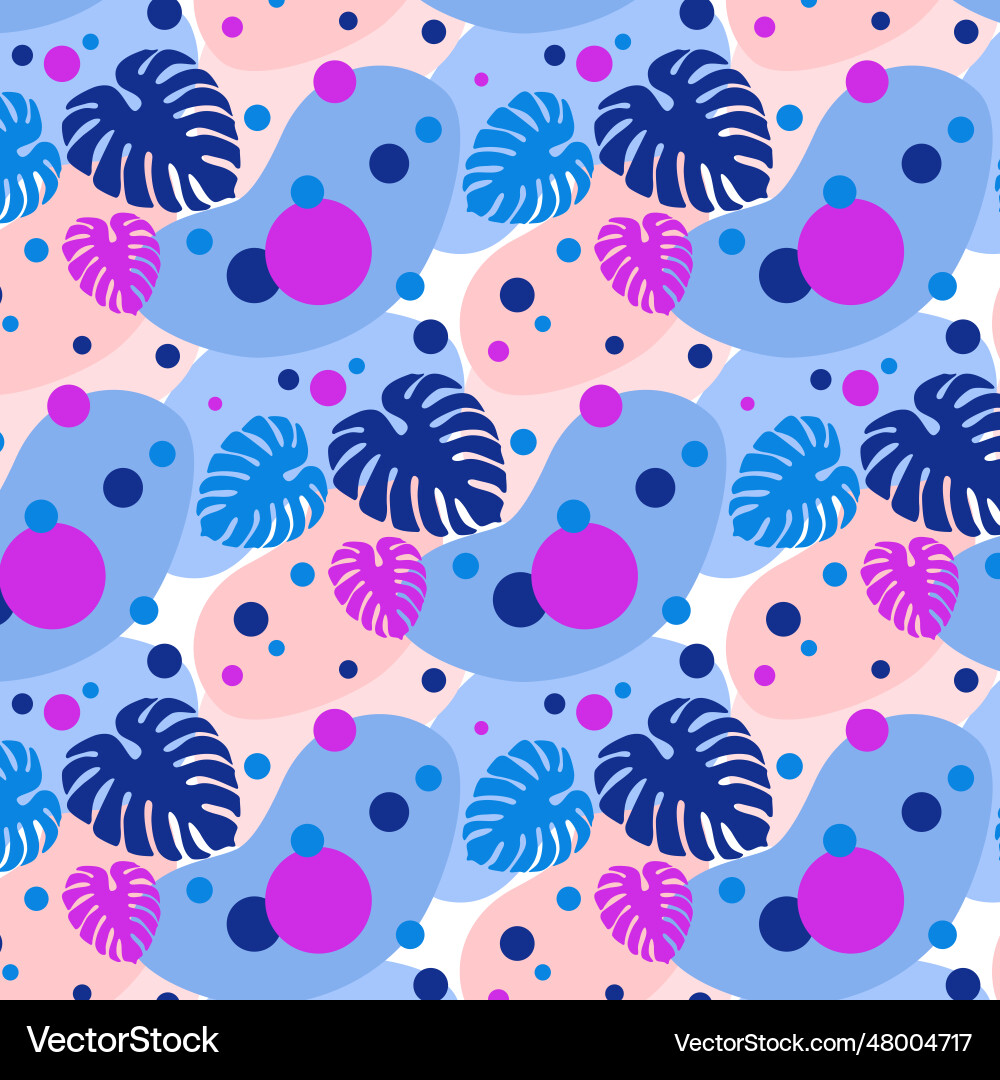 A pattern with monstera circles and abstract Vector Image