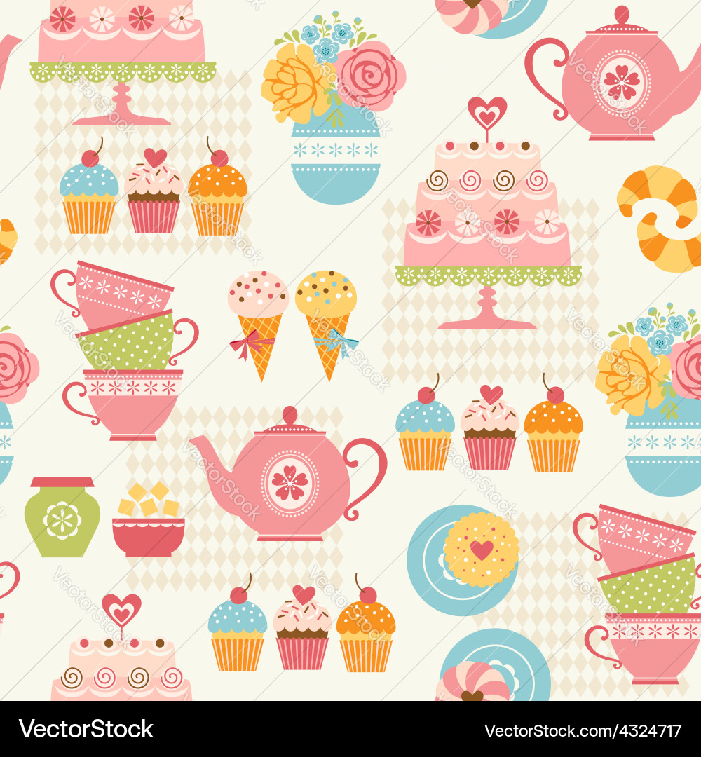 Charming Tea Party Pattern vector image
