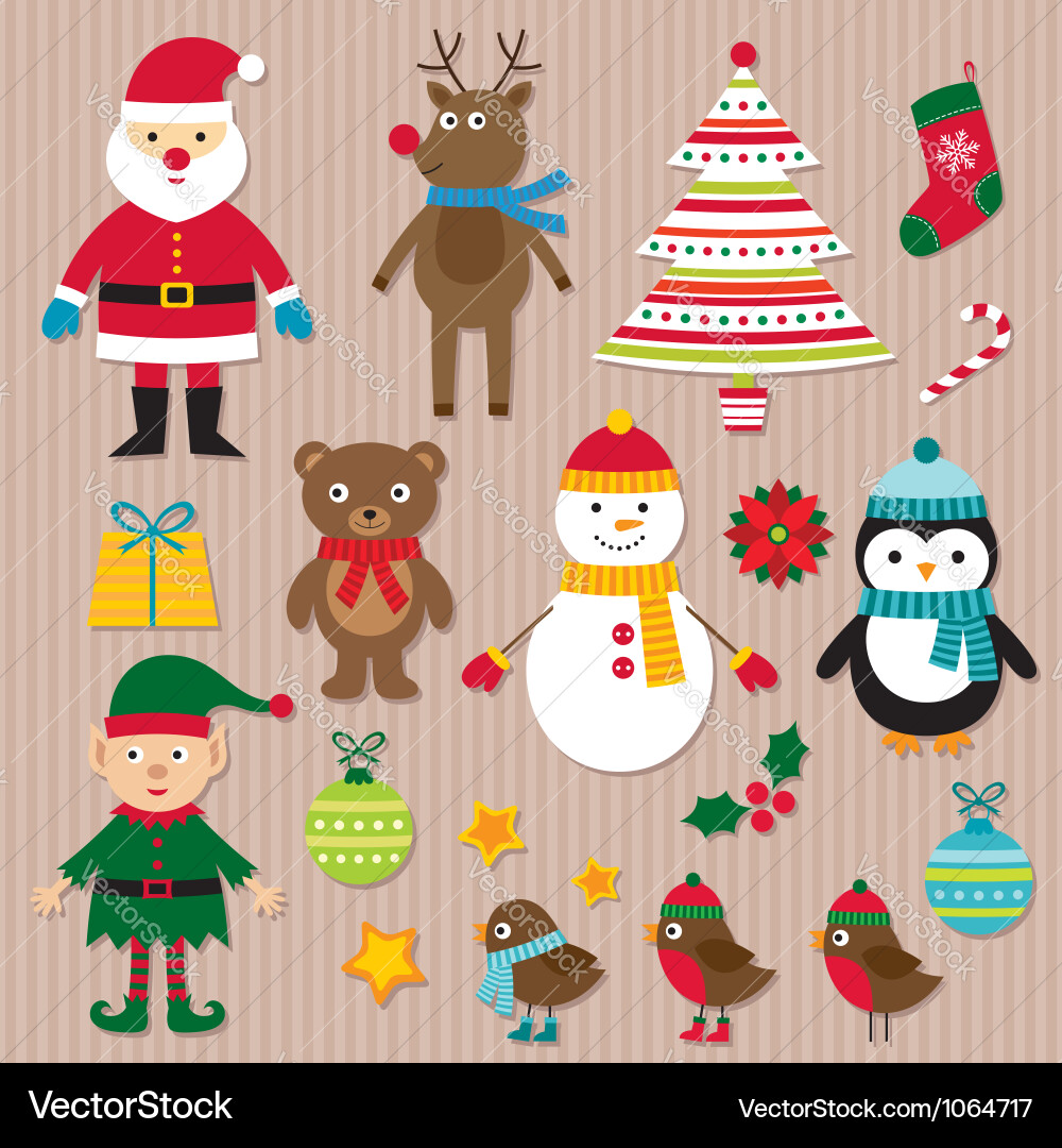 Christmas design elements set Royalty Free Vector Image