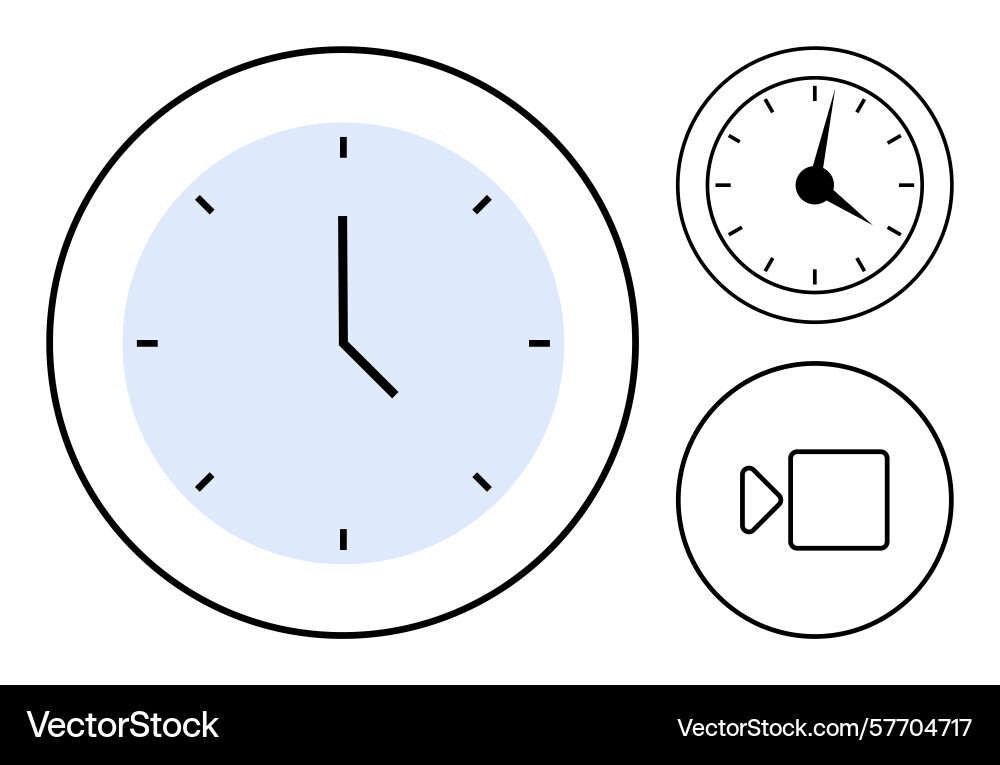 Clock with video play button Clock with video play button vector image