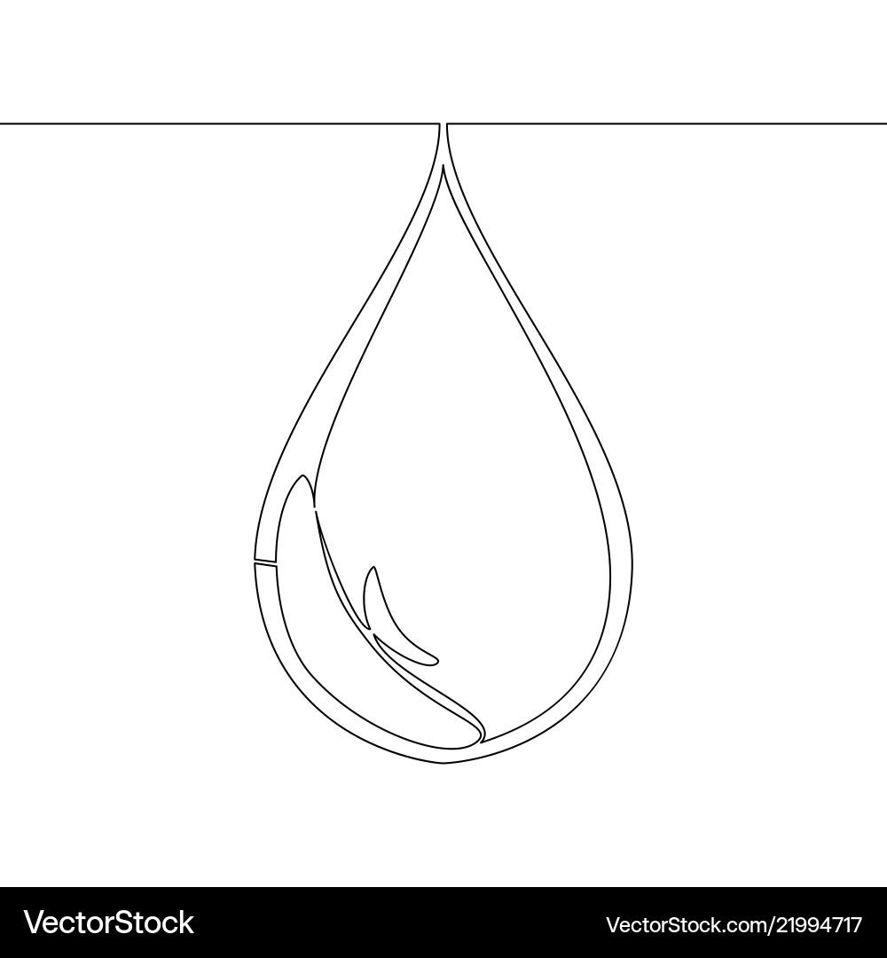 Continuous line water drop single Continuous line water drop single vector image