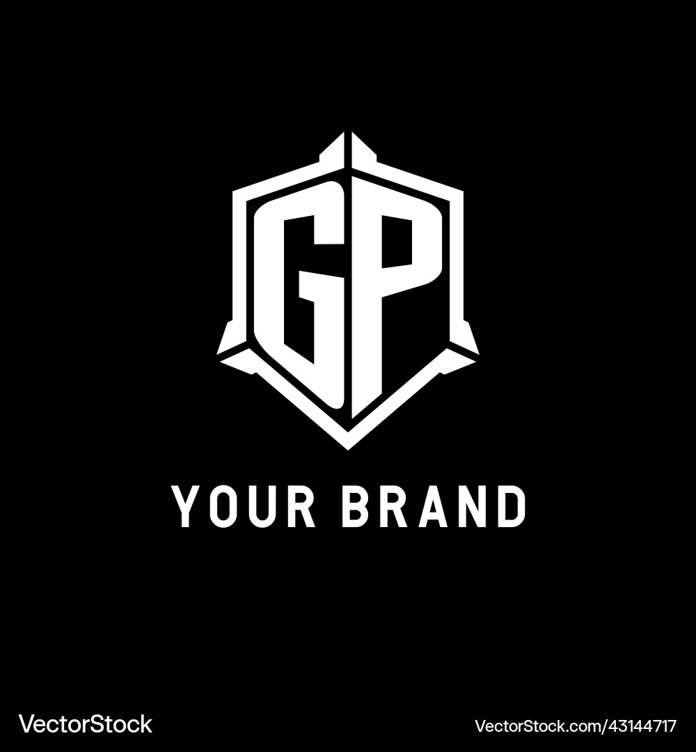 Gp logo initial with shield shape design style Vector Image