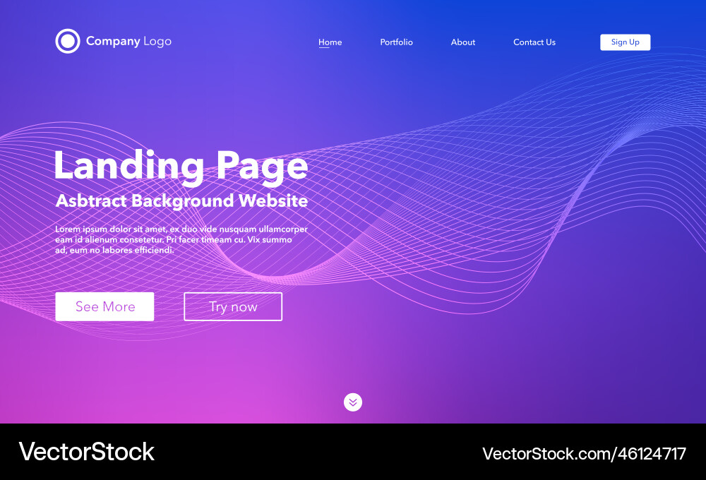 Gradient abstract wave background landing page Vector Image