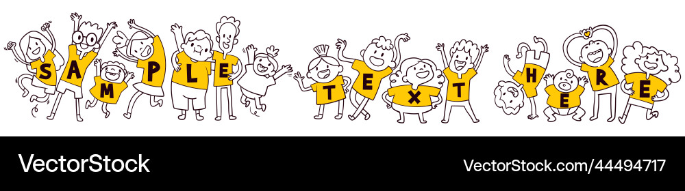 Group jumping kids dressed in matching shirts Group jumping kids dressed in matching shirts vector image