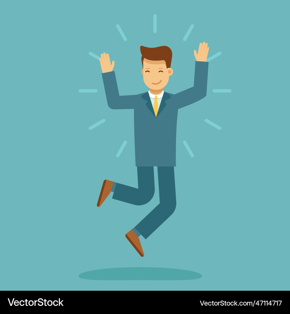 Guy jumping with happy expression Guy jumping with happy expression vector image