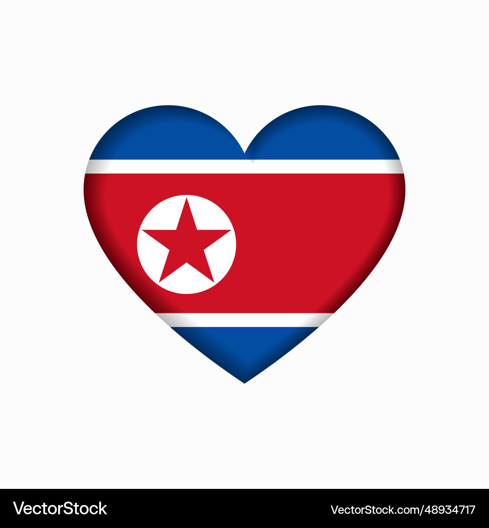 Heart-Shaped North Korea Flag Vector Image