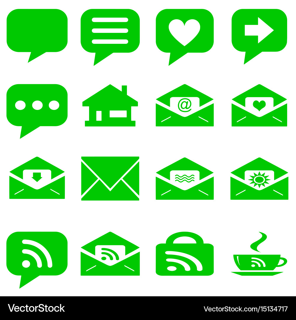 Internet icons set - website green buttons vector image