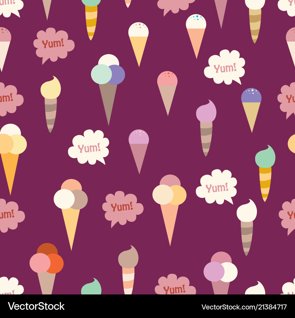 Lovely ice - cream cones seamless background – Royalty-Free Vector |  VectorStock, image size:1000x1080