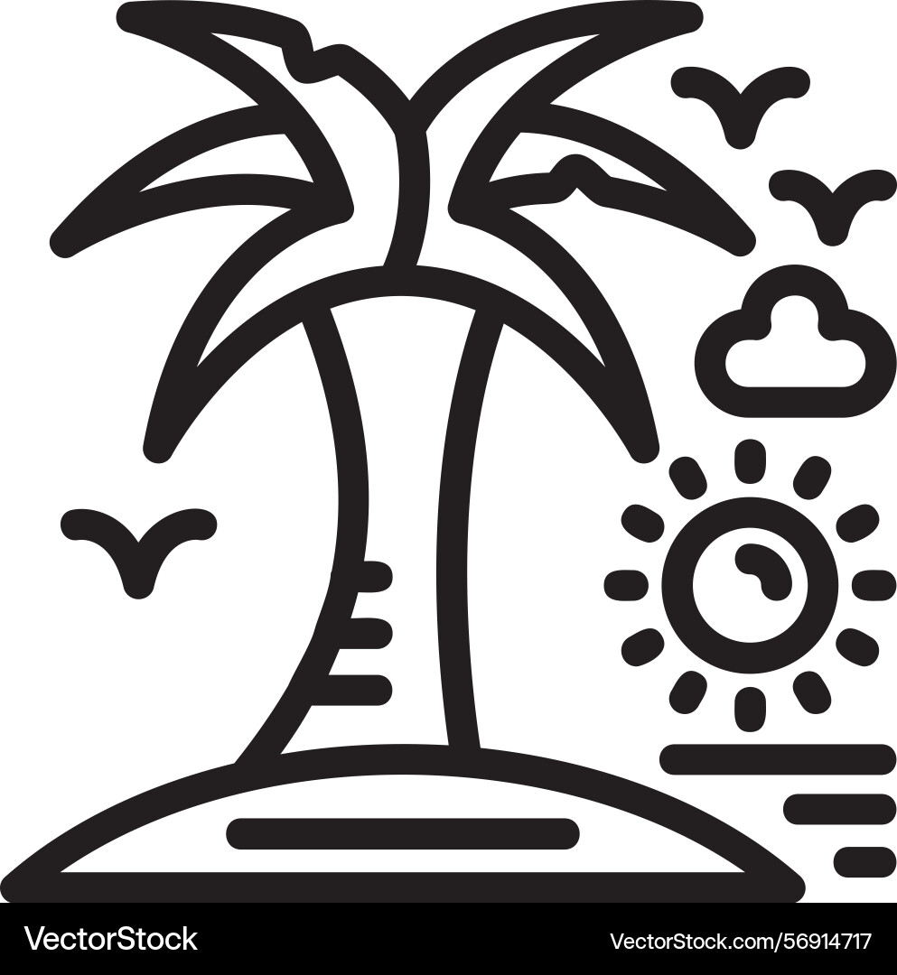 Palm tree linear style icon design vector image