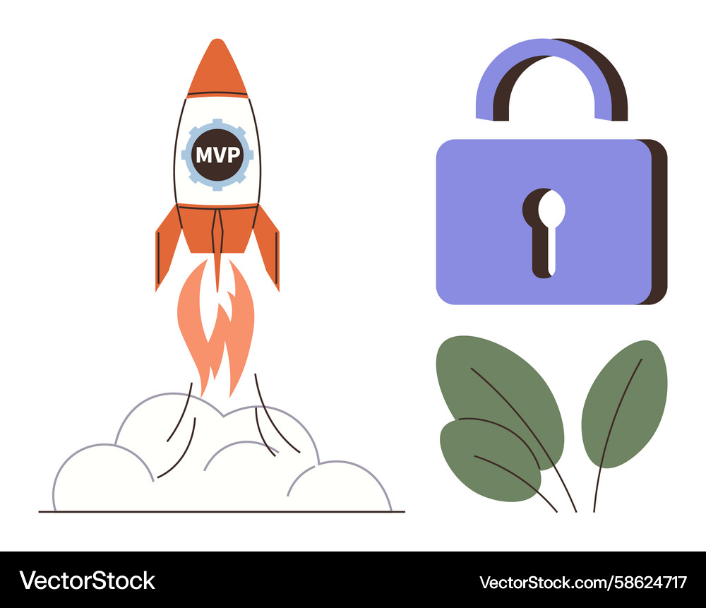 Rocket Launch with MVP Security Vector Image