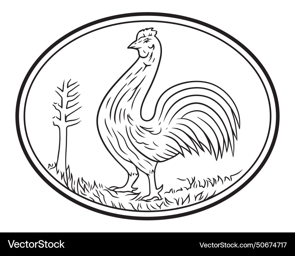 Rooster hand-drawn black and white logo Rooster hand-drawn black and white logo vector image