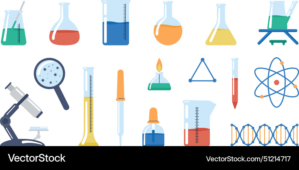 Science equipment glass laboratory tubes dna Vector Image
