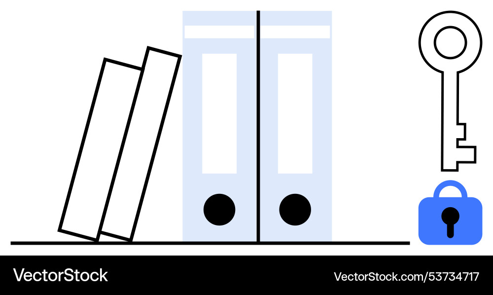 Secure document storage with key lock and folders Secure document storage with key lock and folders vector image