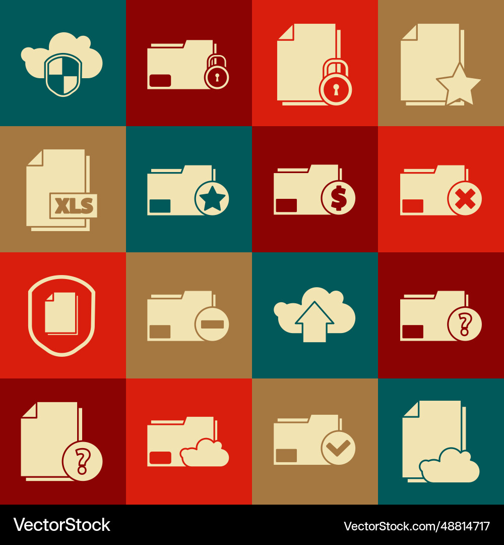 Set cloud storage text document unknown folder Set cloud storage text document unknown folder vector image