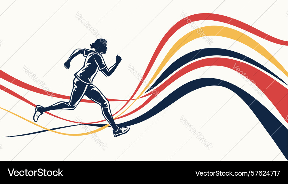 Stylized runner with dynamic lines - speed Vector Image