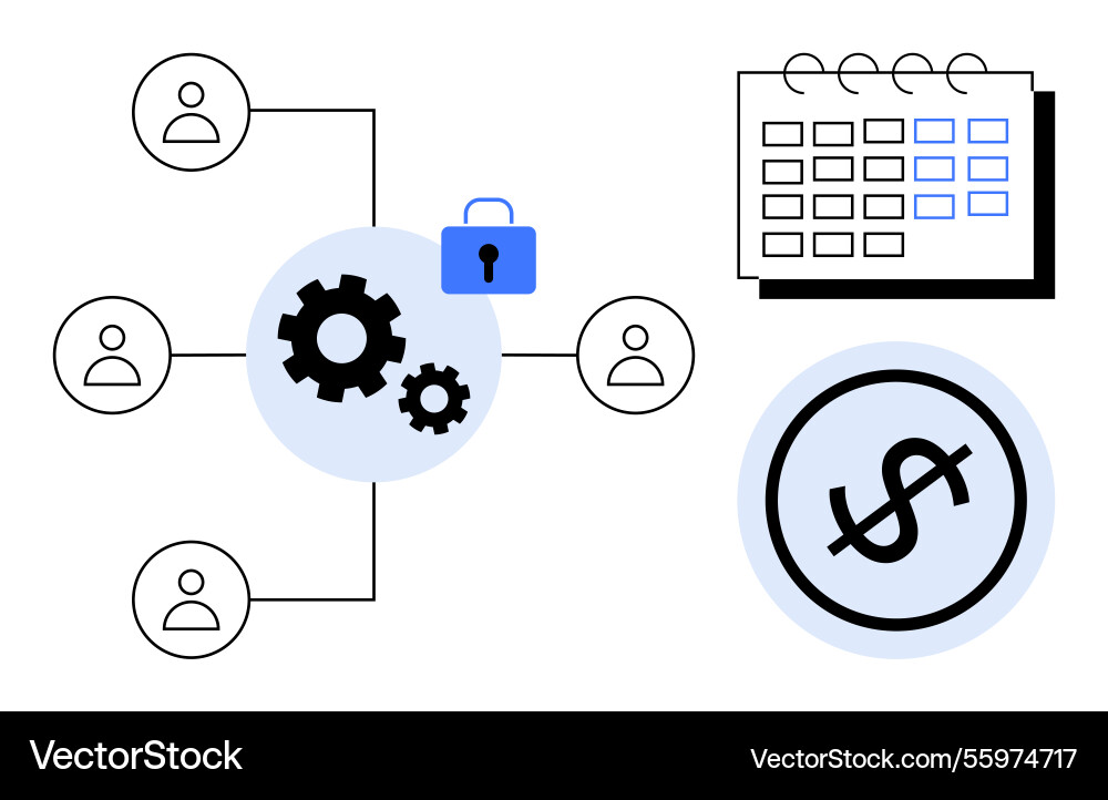 Teamwork and security in workflow management Teamwork and security in workflow management vector image