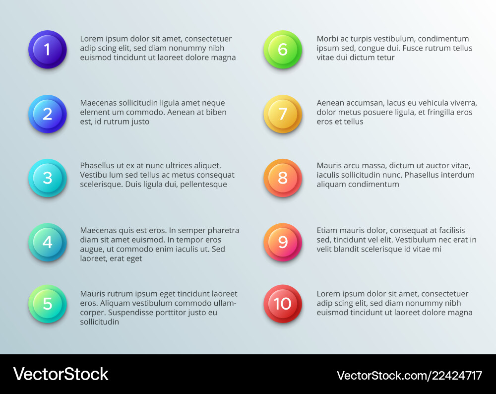 Text with number bullets ten pointing paragraph Text with number bullets ten pointing paragraph vector image