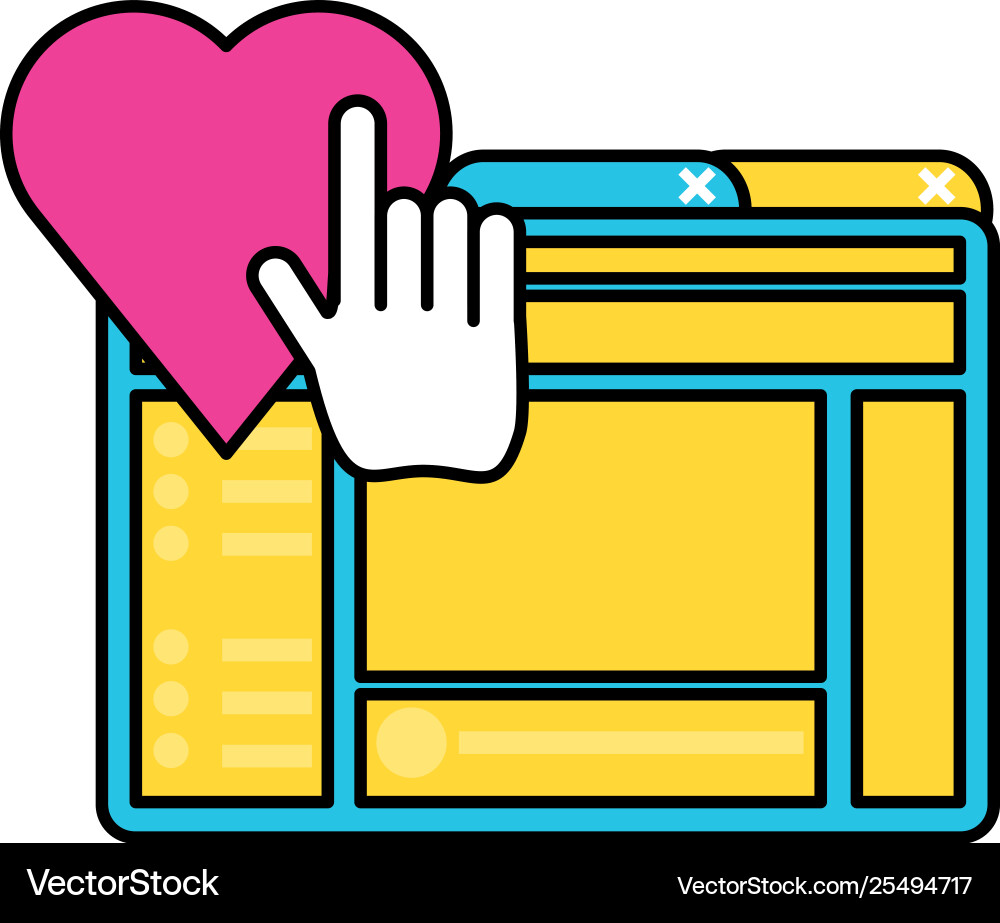 Webpage Vorlage mit Handpointer Cursor Vektorbild
