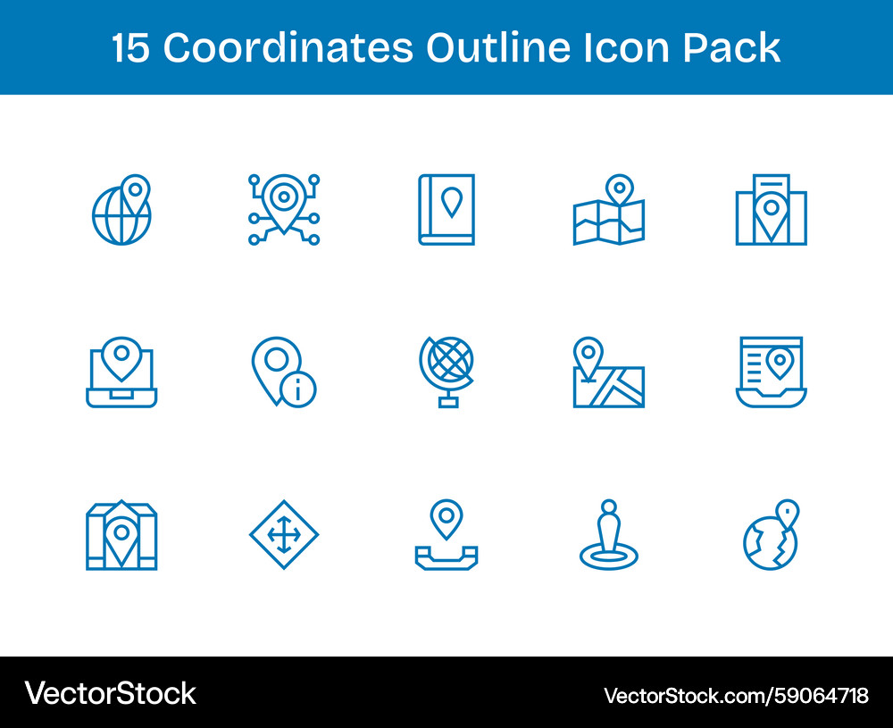 15 outline icons - coordinates graphics Royalty Free Vector