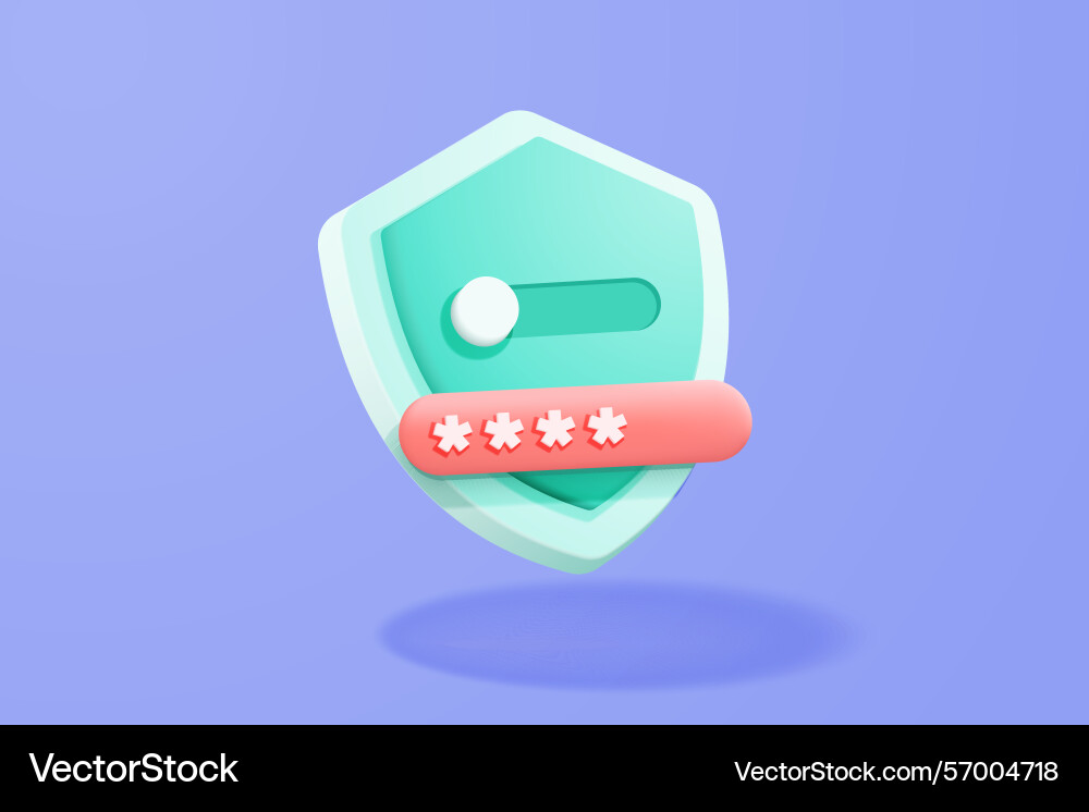 3d shield protection with password secure 3d shield protection with password secure Vector Image