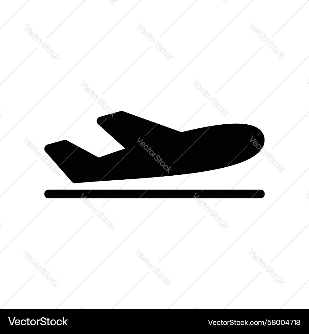 Airplane Landing Icon - Black \u0026 White – Royalty-Free Vector | VectorStock, image size:1000x1080