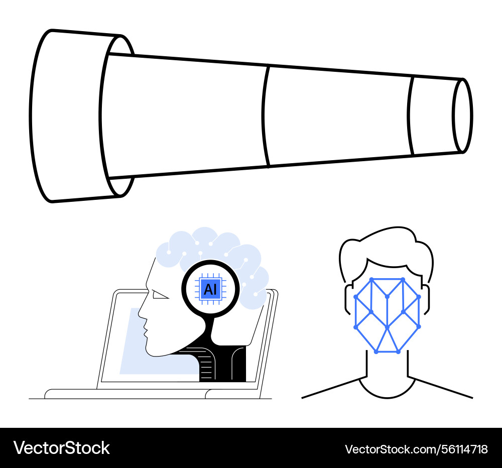 Artificial intelligence applications face Artificial intelligence applications face vector image