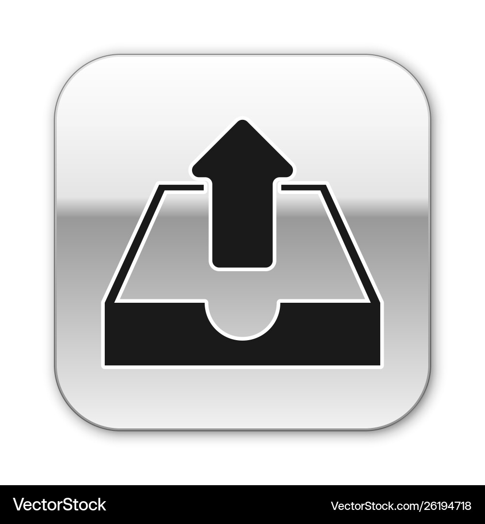 Black upload inbox icon isolated on white vector image