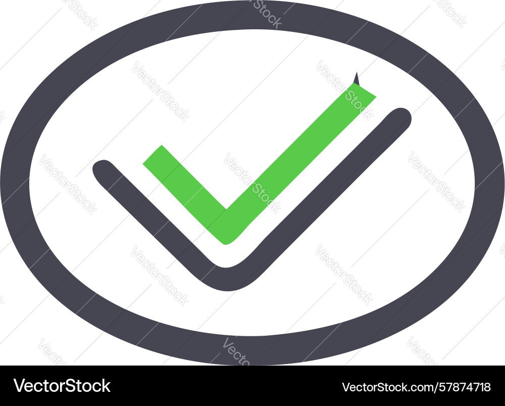 Circular checkmark icon for validation approval Vector Image