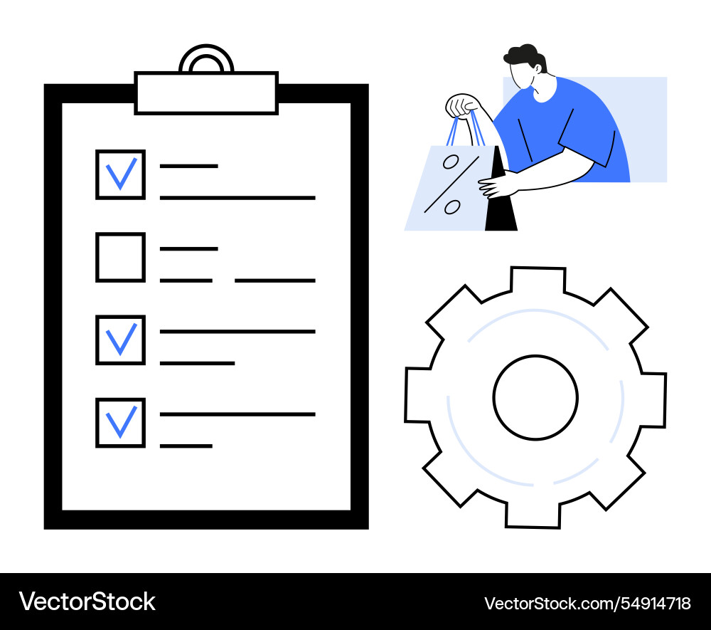 Efficient task management with completed checklist Efficient task management with completed checklist vector image