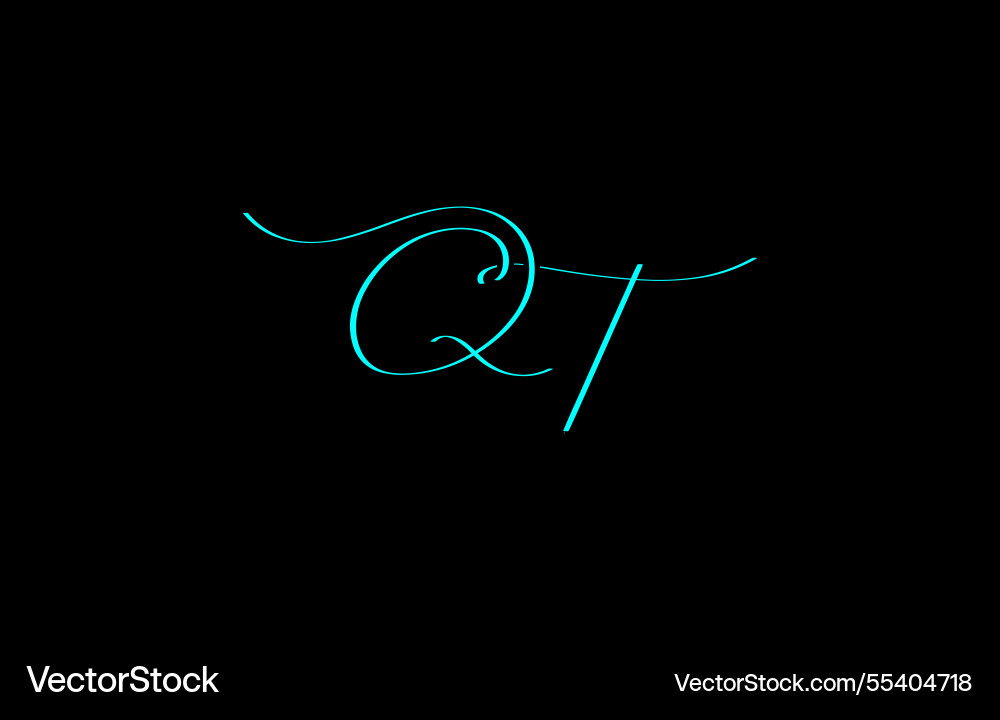 Elegant calligraphy of cursive qt logo Elegant calligraphy of cursive qt logo Vector Image