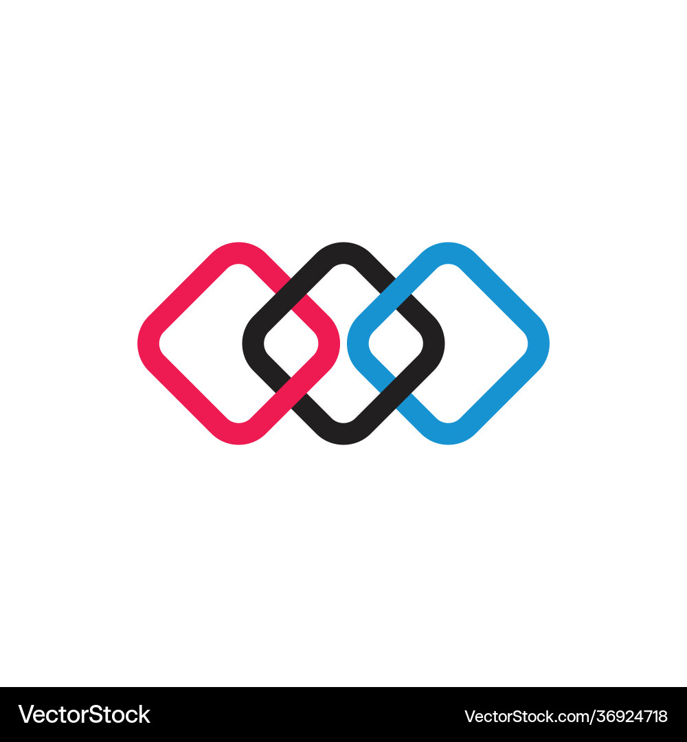 Linked chain squares object logo Linked chain squares object logo vector image