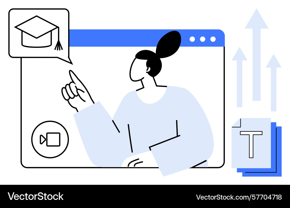 Online learning interface featuring instructor Vector Image