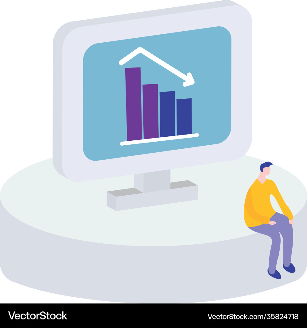 Round plataform with computer and monitor vector image