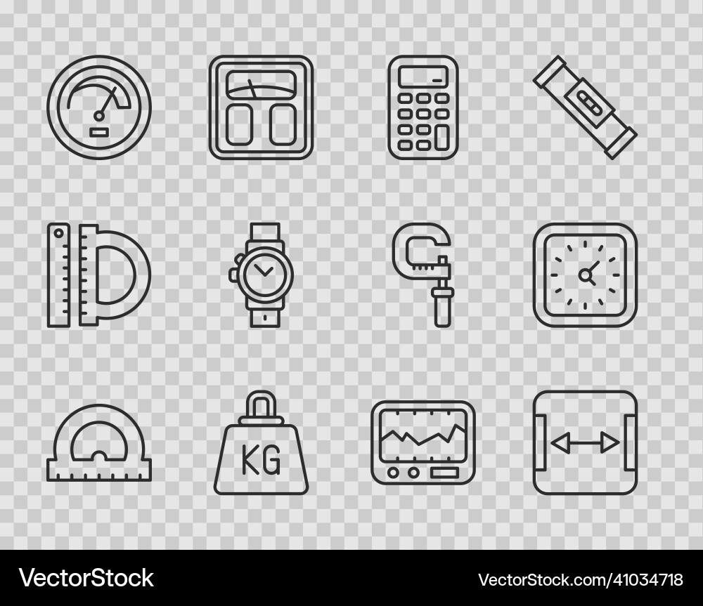 Set line protractor area measurement calculator Set line protractor area measurement calculator vector image