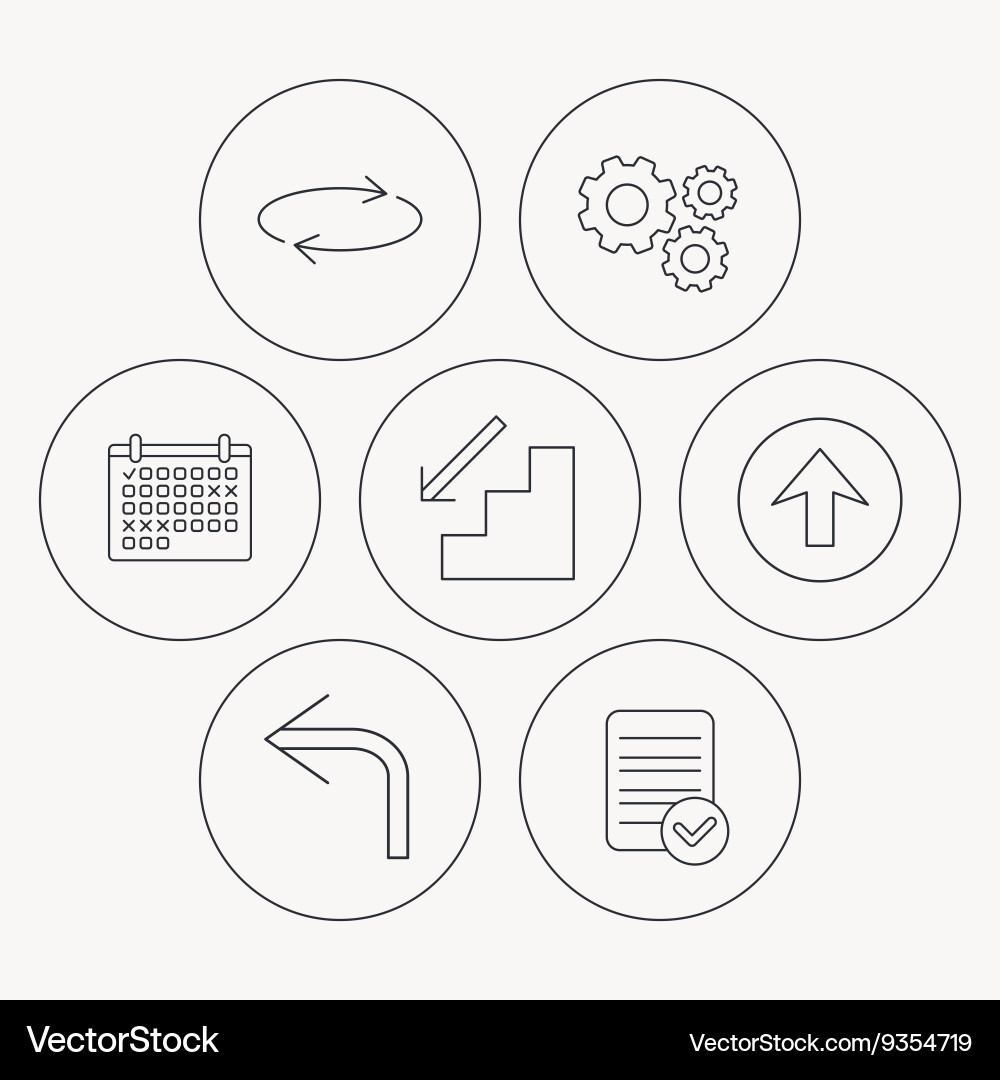 Arrows icons upload repeat linear signs vector image