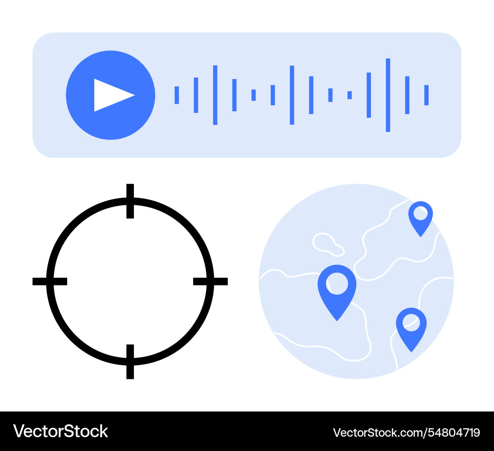 Audio playback button soundwave targeting Audio playback button soundwave targeting vector image
