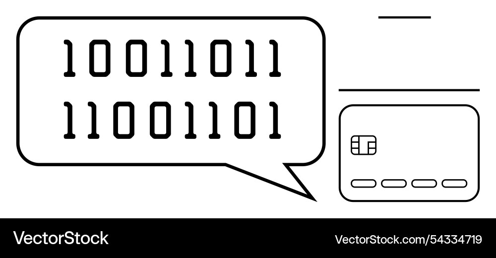 Binary code speech bubble next to credit card Binary code speech bubble next to credit card vector image